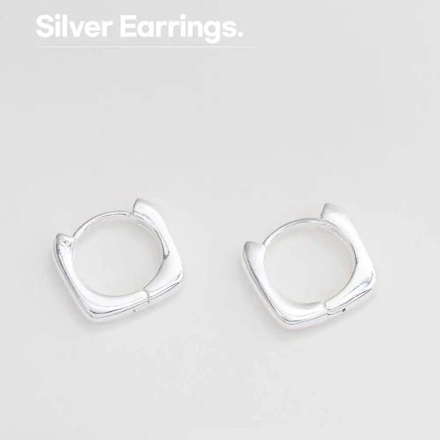 OST - Unique Square Silver Ring Earrings - OST - Jewelry - Harumio