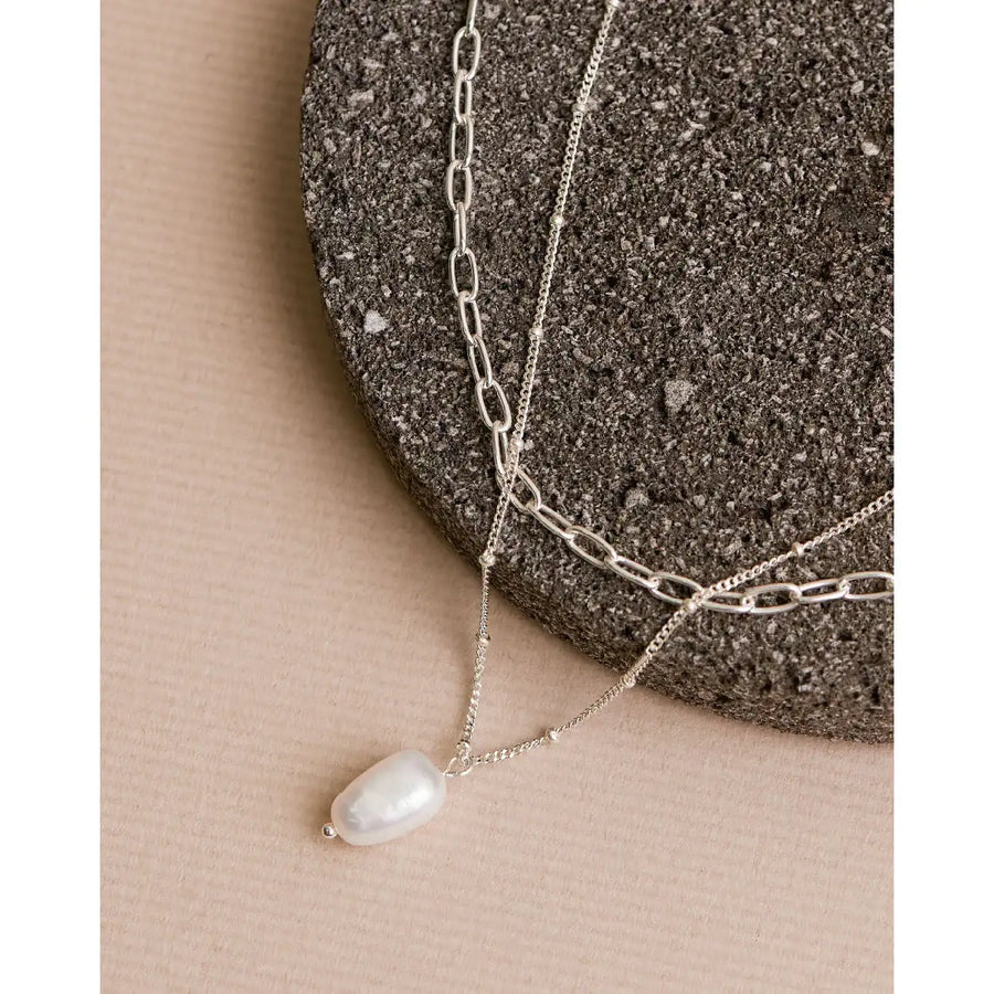CLUE - Layered Freshwater Pearl Chain Necklace Set - CLUE - Jewelry - Harumio