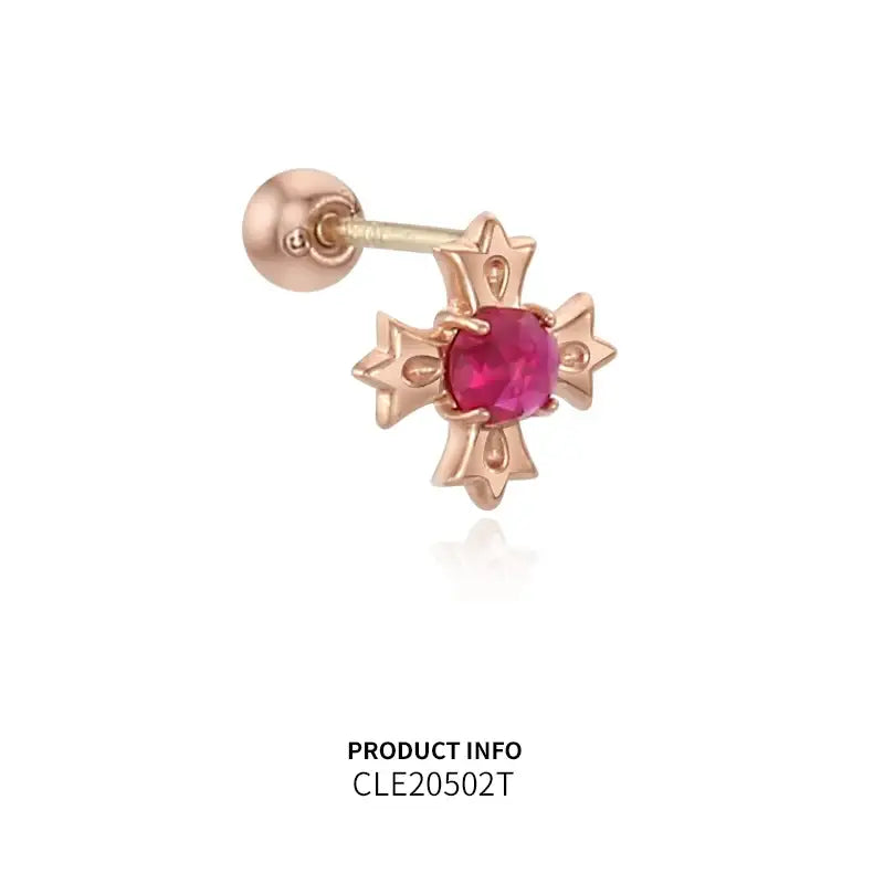 Saint Tail x Clue - Cross 10K Gold Piercing - CLUE - Jewelry - Harumio