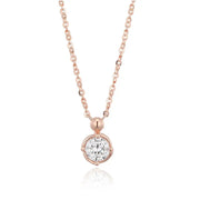 OST - Bezel Setting Simulated Diamond Rose Gold Necklace - OST - Jewelry - Harumio