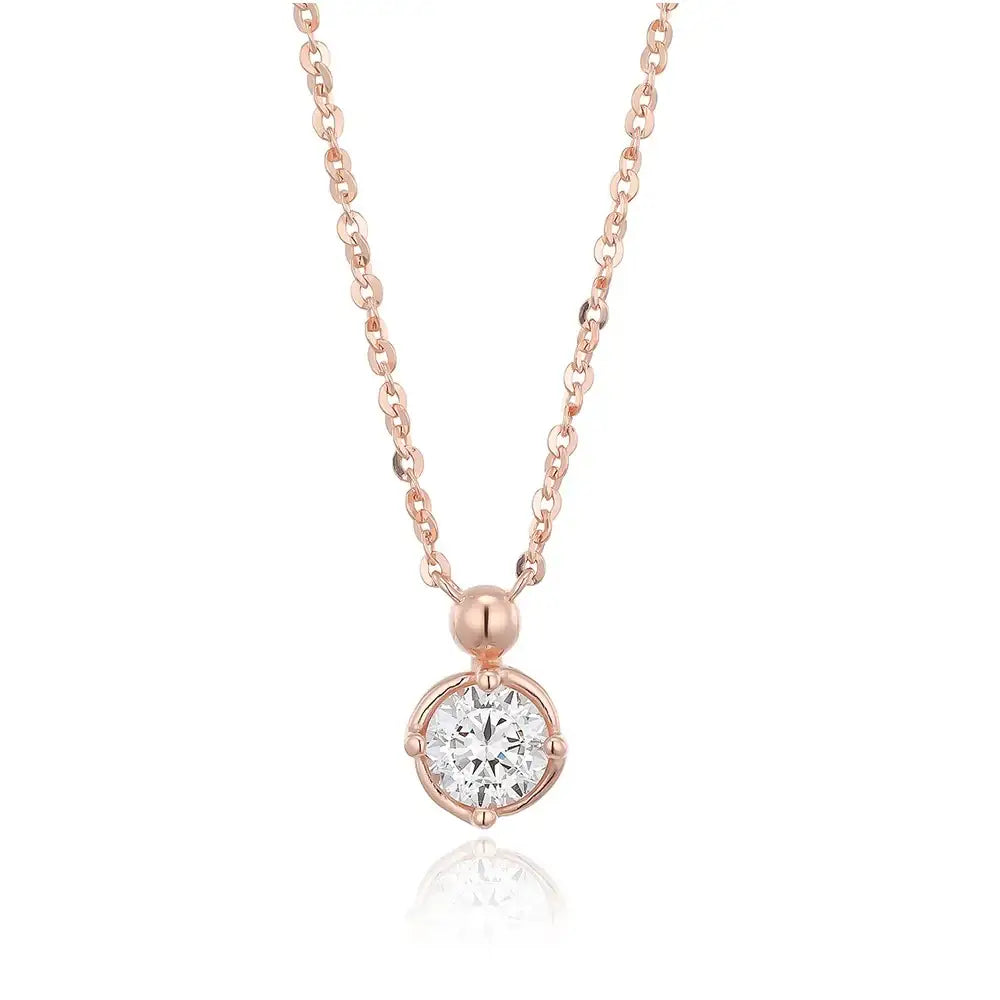 OST - Bezel Setting Simulated Diamond Rose Gold Necklace - OST - Jewelry - Harumio