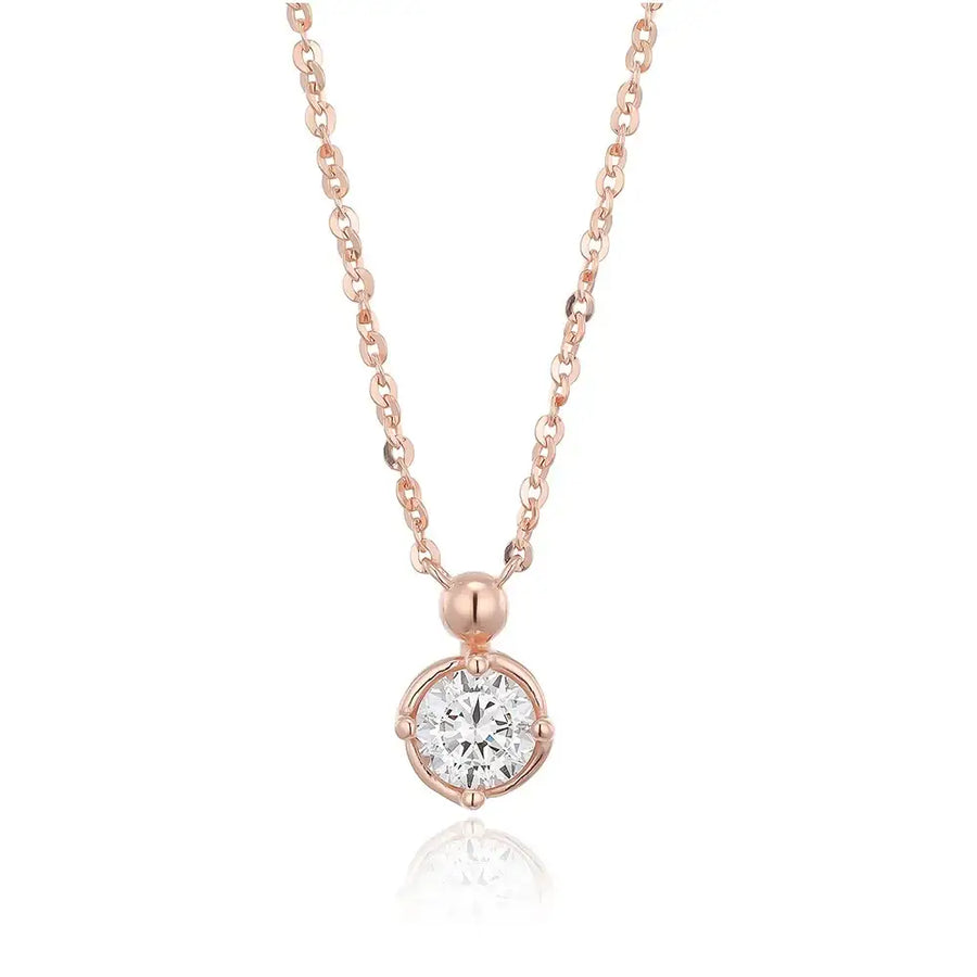 OST - Bezel Setting Simulated Diamond Rose Gold Necklace - OST - Jewelry - Harumio
