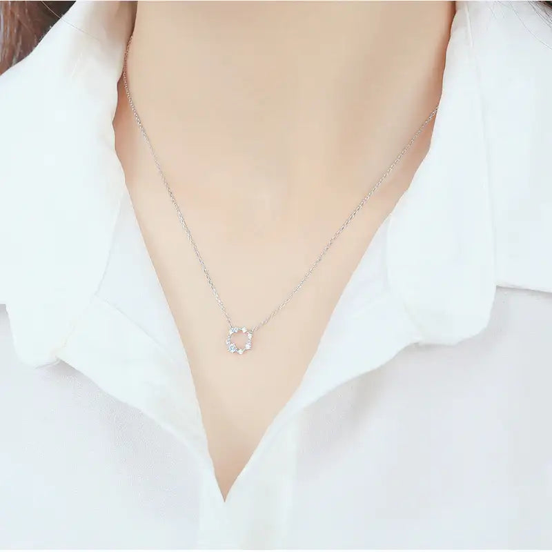 CLUE - Basic Cubic Round Silver Necklace - CLUE - Jewelry - Harumio
