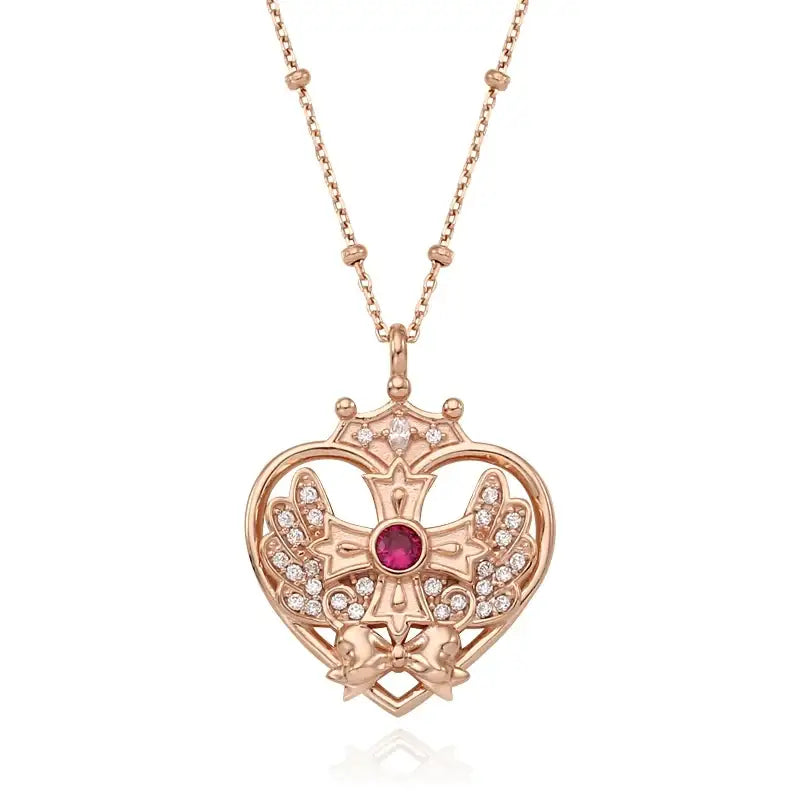Saint Tail x Clue - Saint Heart Wing Silver Necklace - CLUE - Jewelry - Harumio