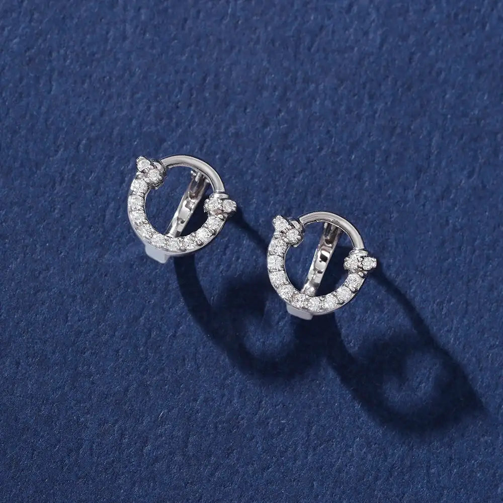 OST - Lucky Rock Horseshoe Full Stone Silver One-touch Earring - OST - Jewelry - Harumio