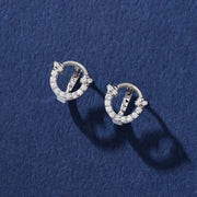 OST - Lucky Rock Horseshoe Full Stone Silver One-touch Earring - OST - Jewelry - Harumio