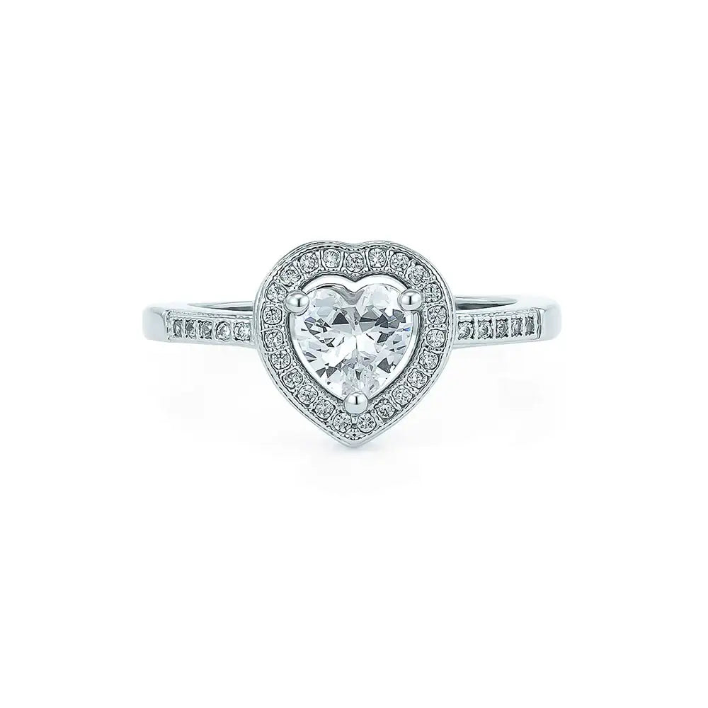 OST - Twinkle Double Heart Silver White Ring - OST - Jewelry - Harumio