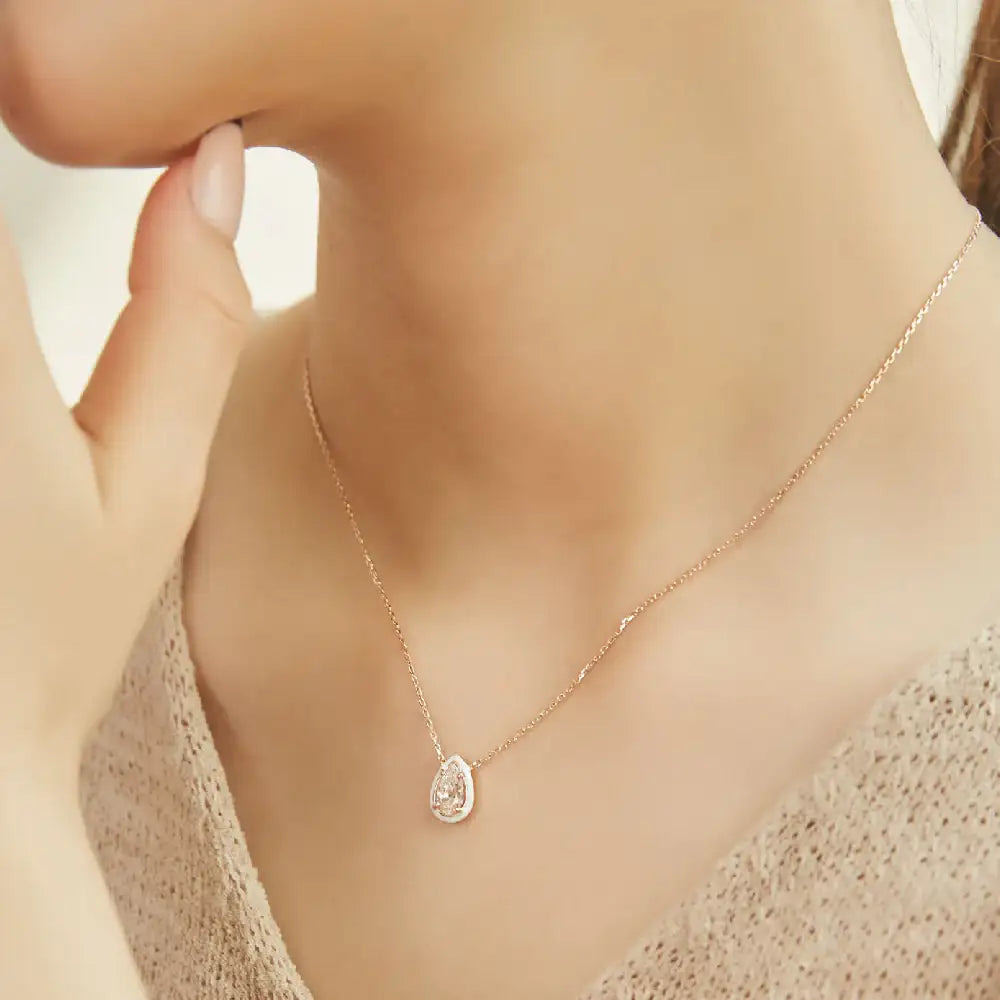 CLUE - C Collection Big Size Color Drop Stone Silver Necklace - CLUE - Jewelry - Harumio