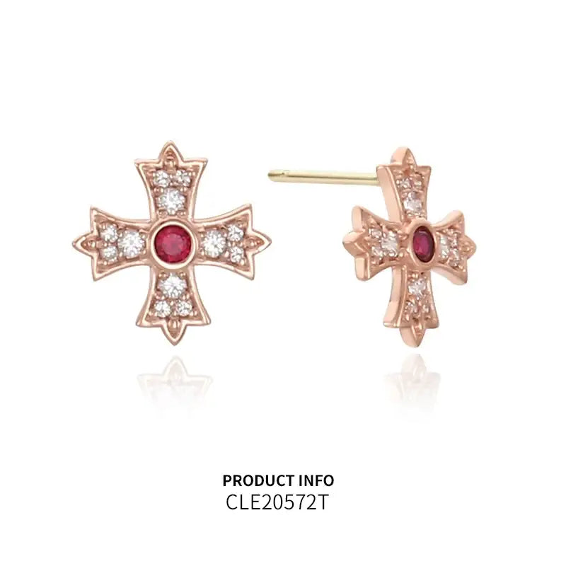Saint Tail x Clue - Cross 10K Gold Earring - CLUE - Jewelry - Harumio