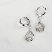 CLUE - Water Drop Cubic Silver One Touch Earrings - CLUE - Jewelry - Harumio