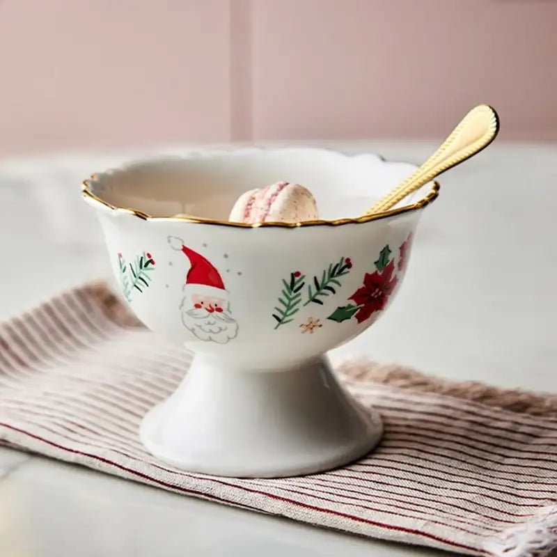 Korean Winter Story - Scallop Gold Rim Dessert Bowl - Modern House - Dessert Bowl - Harumio