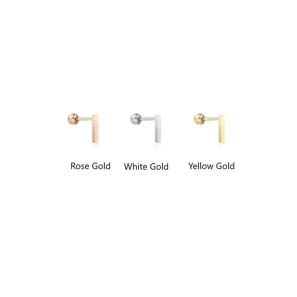 CLUE - 7mm Square Bar 10K/14K Gold Ear Pierce - CLUE - Jewelry - Harumio