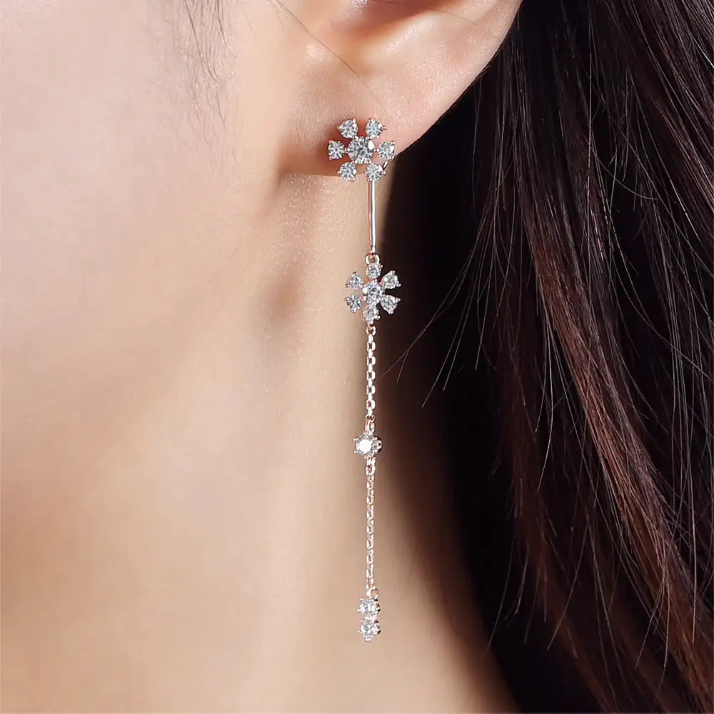 CLUE - Flower Rose Gold Drop Earrings - CLUE - Jewelry - Harumio