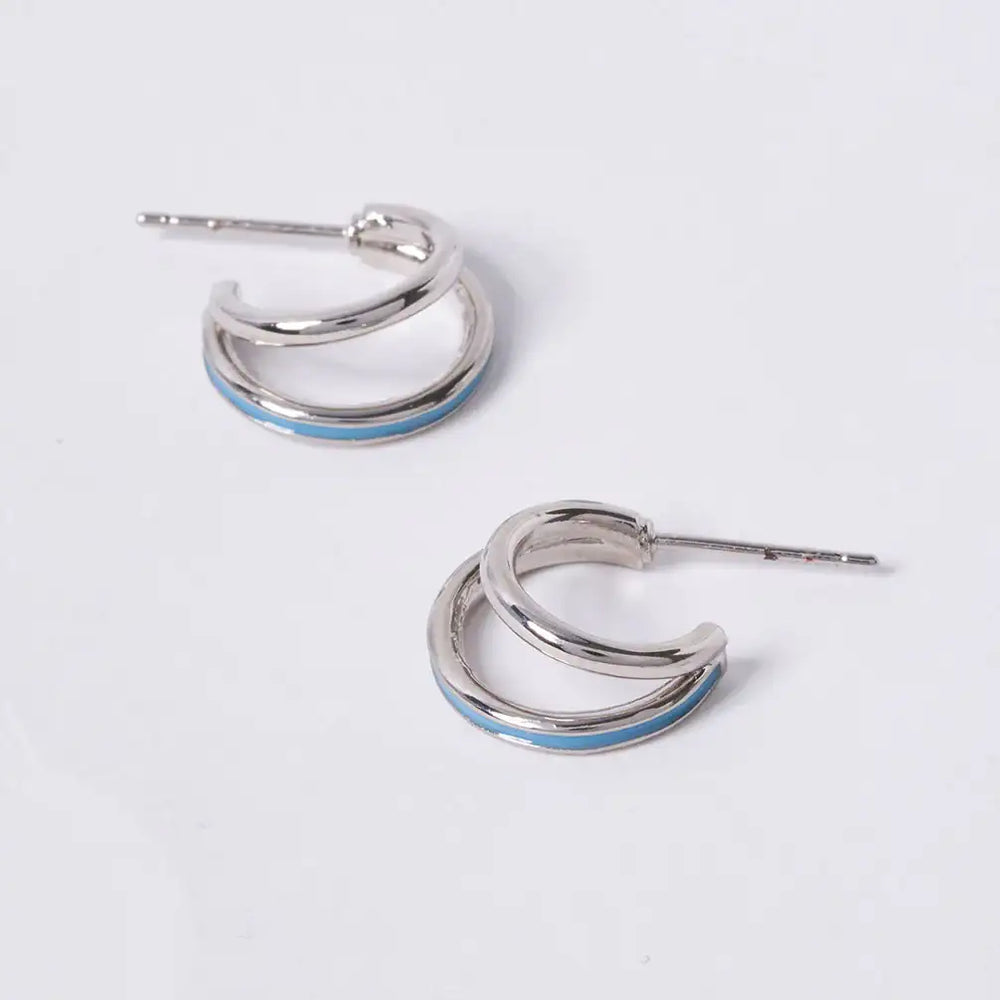 OST - POPTS Collection Mint Basic Double Hoop Silver Earrings - OST - Jewelry - Harumio