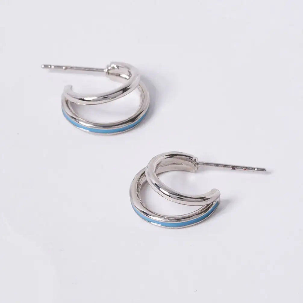 OST - POPTS Collection Mint Basic Double Hoop Silver Earrings - OST - Jewelry - Harumio