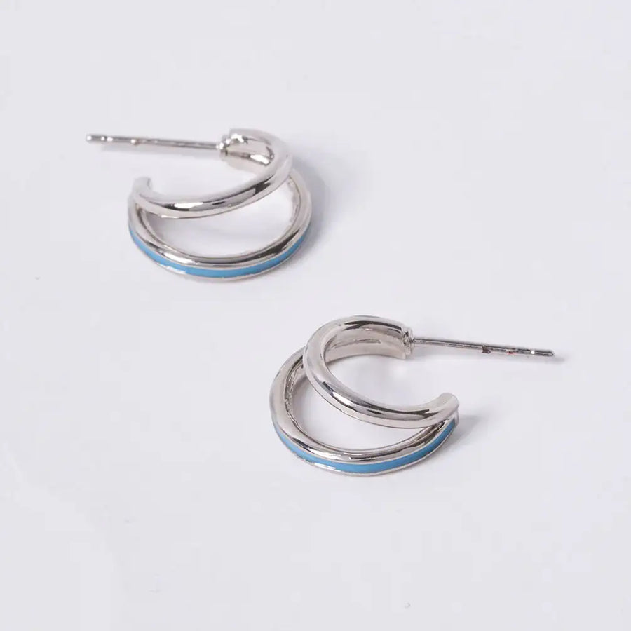 OST - POPTS Collection Mint Basic Double Hoop Silver Earrings - OST - Jewelry - Harumio