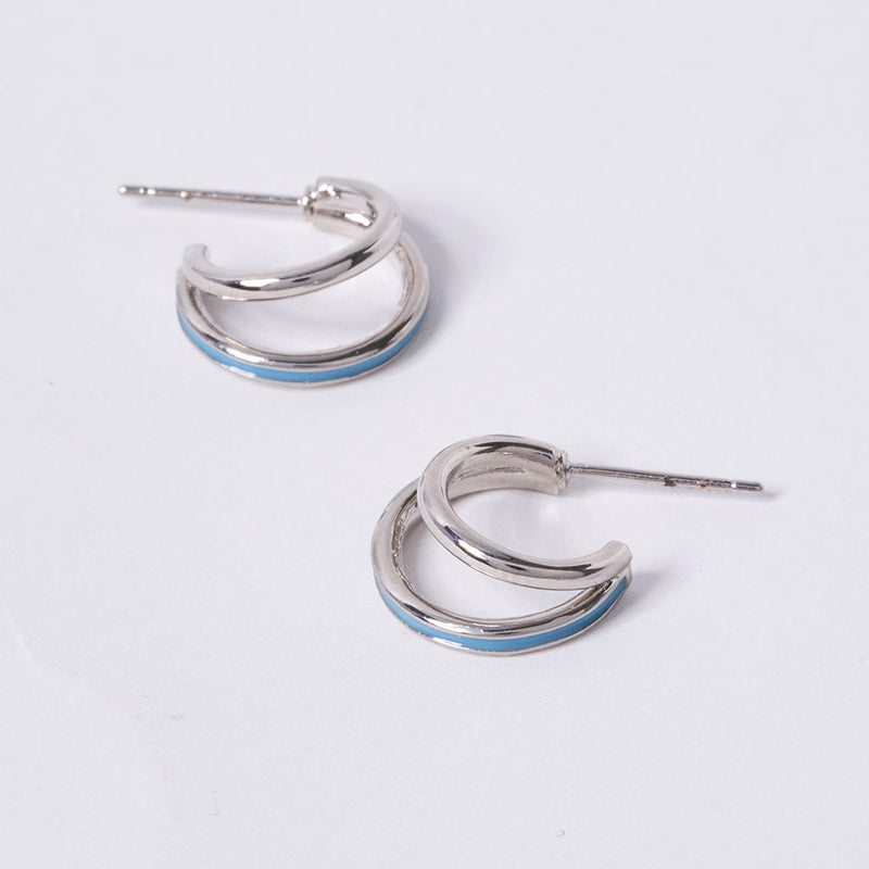 OST - POPTS Collection Mint Basic Double Hoop Silver Earrings