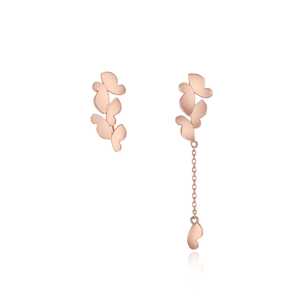 Bloom x AHNI - Butterfly Silhouette Chain Drop Silver Earrings