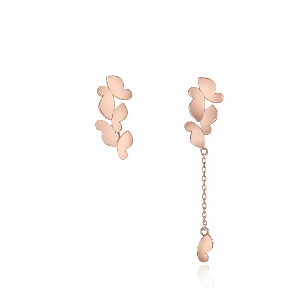 Bloom x AHNI - Butterfly Silhouette Chain Drop Silver Earrings - Bloom x AHNI - Jewelry - Harumio