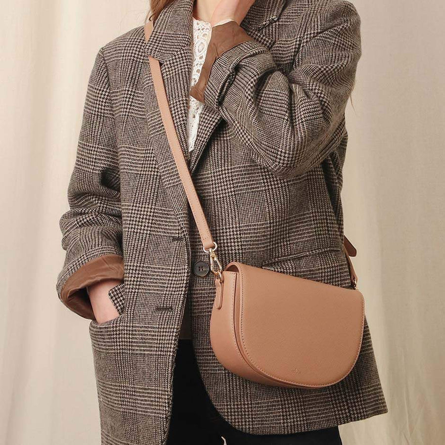 CLUE - Simple Round Brown Mini Bag - CLUE - Bag - Harumio
