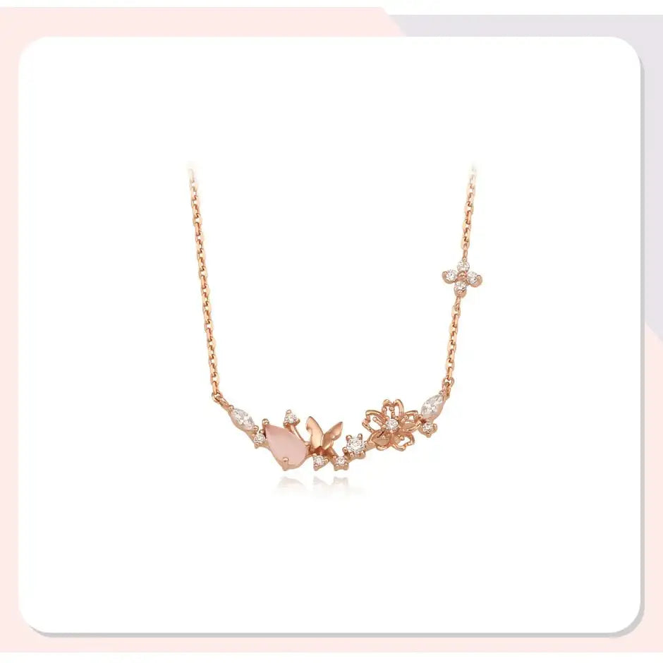 CLUE - Blooming Sakura Silver Necklace - CLUE - Jewelry - Harumio