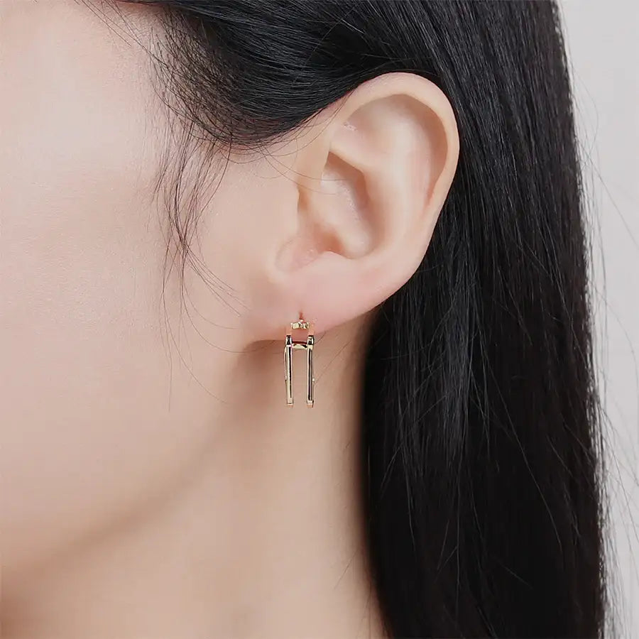 CLUE - Multi-Angle Double Bar Fashion Earrings - CLUE - Jewelry - Harumio