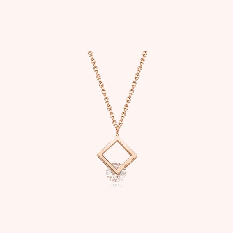 CLUE - Square Cubic Rose Gold Necklace