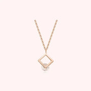 CLUE - Square Cubic Rose Gold Necklace - CLUE - Jewelry - Harumio