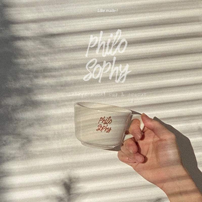 Like A Cafe - Philosophy Brown Square Cup And Saucer Set - Like A Cafe - Home & Living - Harumio