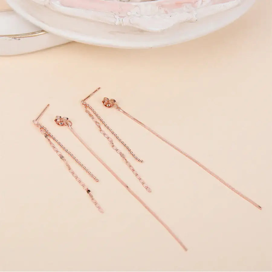CLUE - Chain Drop Rose Gold Earrings - CLUE - Jewelry - Harumio