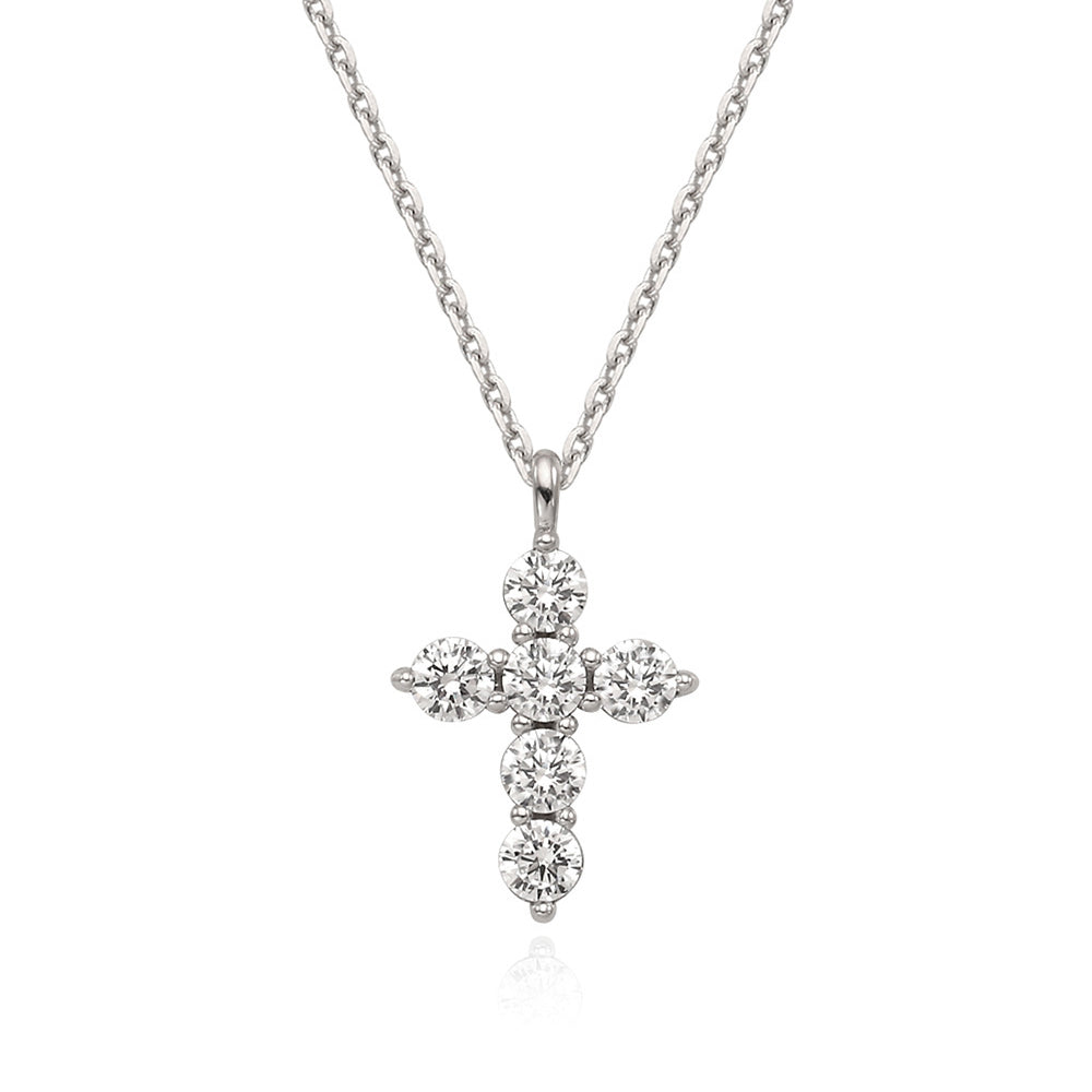 OST - Simulated Diamond 0.3ct Cross Necklace