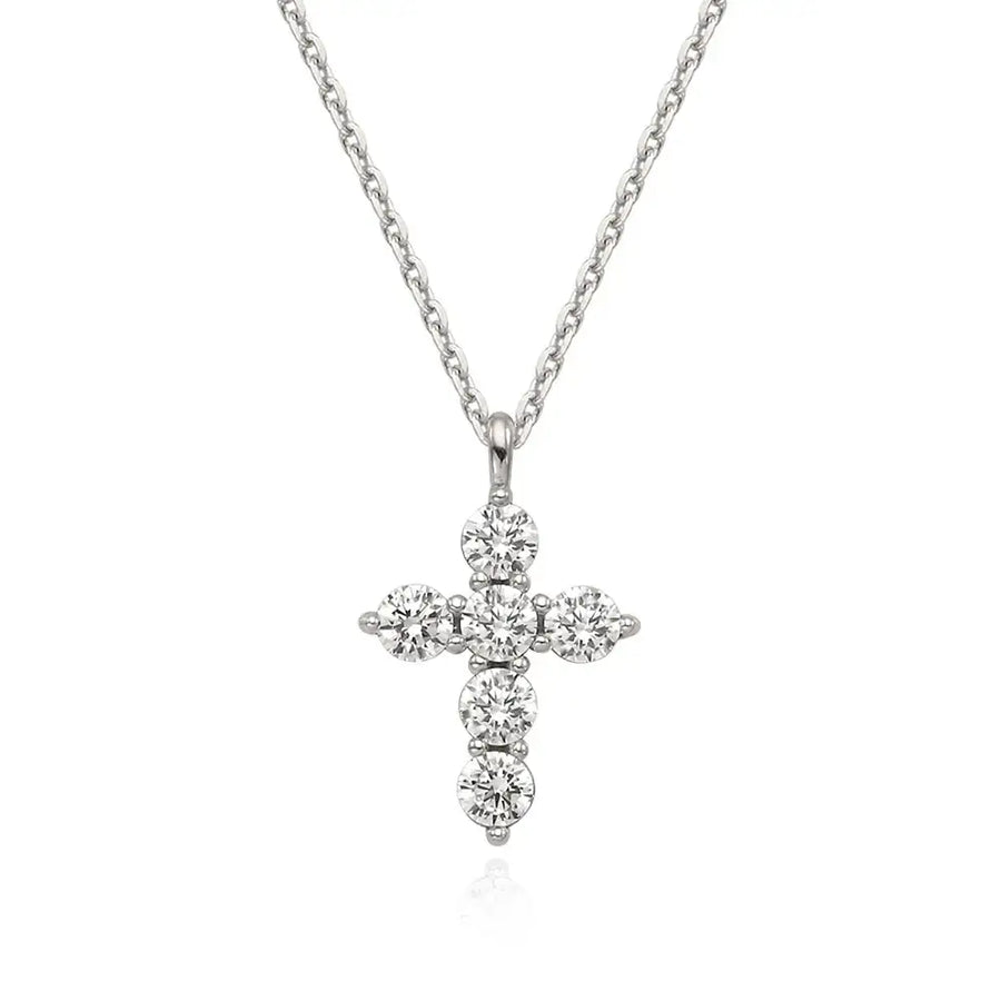 OST - Simulated Diamond 0.3ct Cross Necklace - OST - Jewelry - Harumio