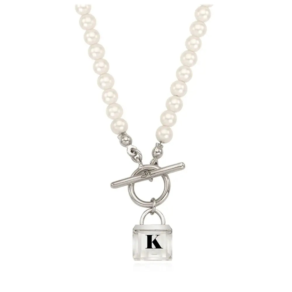 OST - Transparent Alphabet Rock Pearl Necklace - OST - Jewelry - Harumio