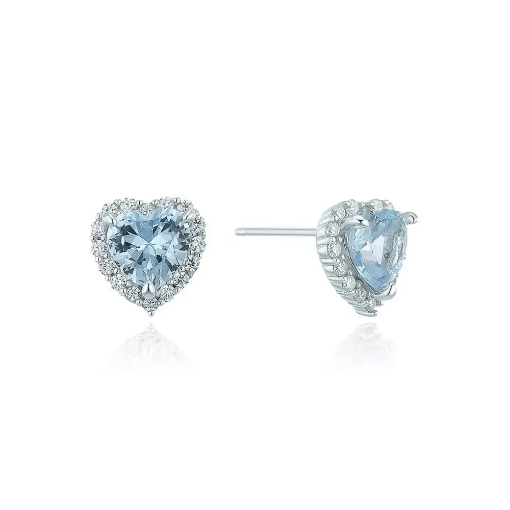 OST - Simulated Diamond Halo Colored Heart Earring - OST - Jewelry - Harumio