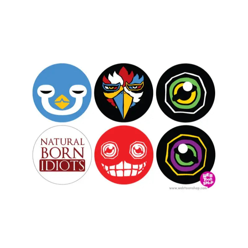 Natural Born Idiots - Pin Button Set - Webtoon Shop - Badge - Harumio