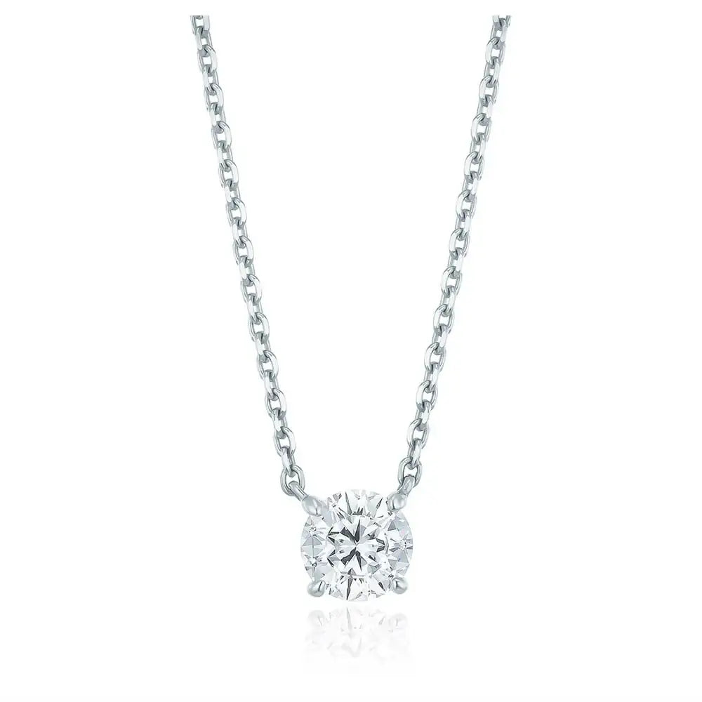 OST - Simulated Diamond Round Silver Necklace - OST - Jewelry - Harumio
