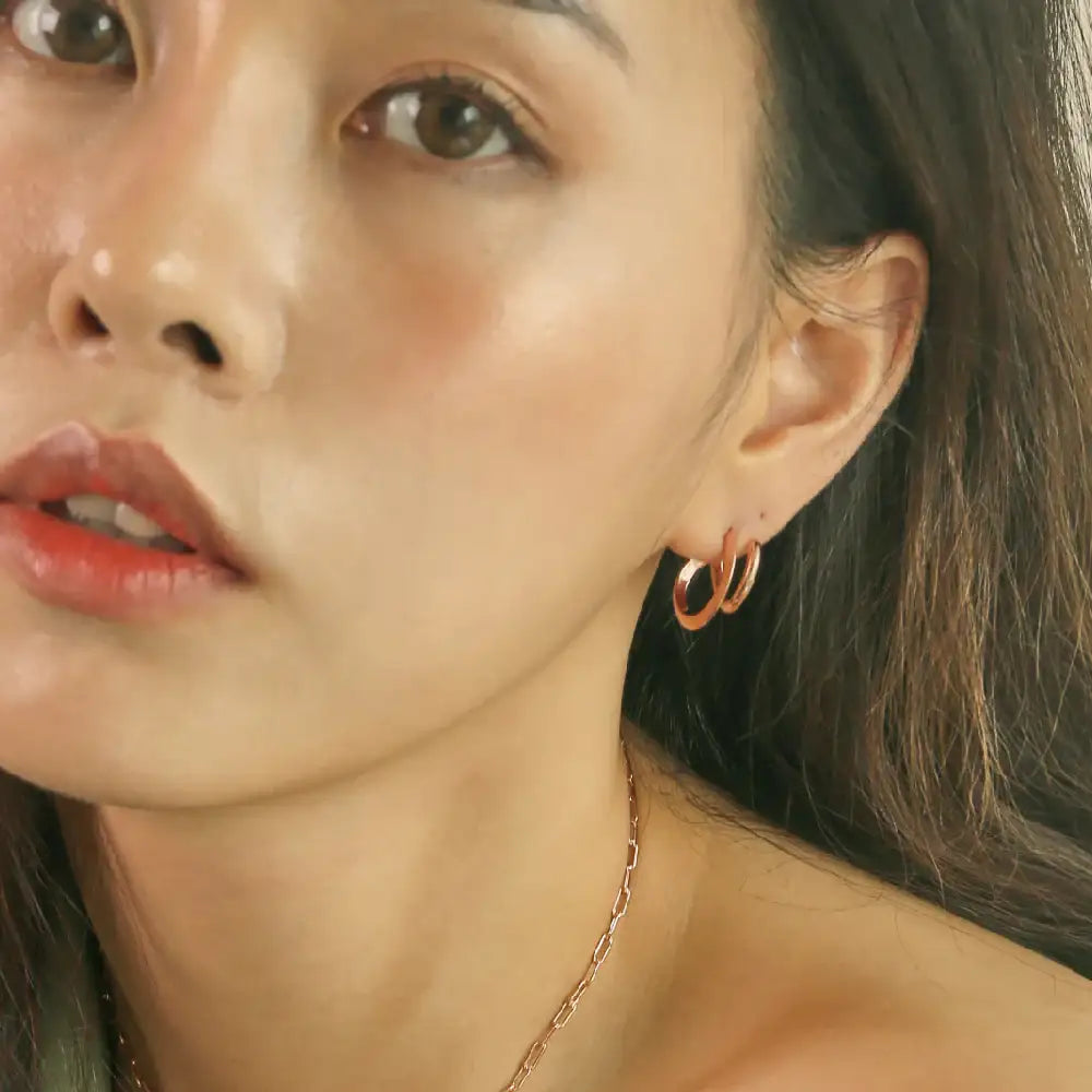 CLUE - Double Hoop Rose Gold Earrings - CLUE - Jewelry - Harumio