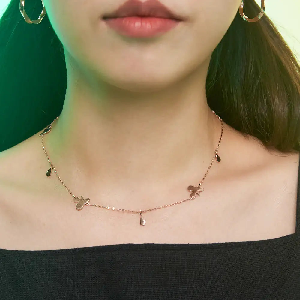 CLUE - Butterfly Link Chain Rose Gold Necklace - CLUE - Jewelry - Harumio