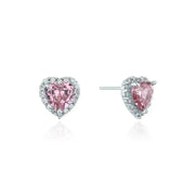 OST - Simulated Diamond Halo Colored Heart Earring - OST - Jewelry - Harumio