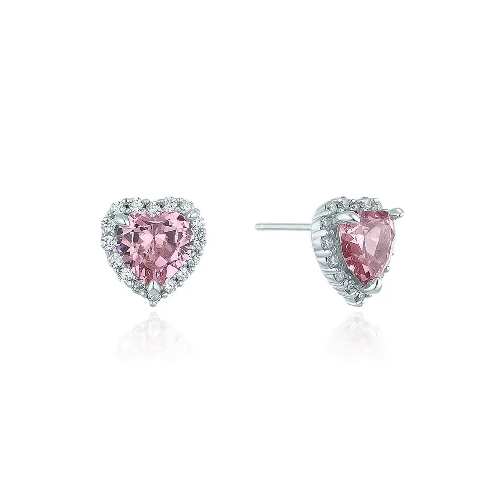 OST - Simulated Diamond Halo Colored Heart Earring - OST - Jewelry - Harumio