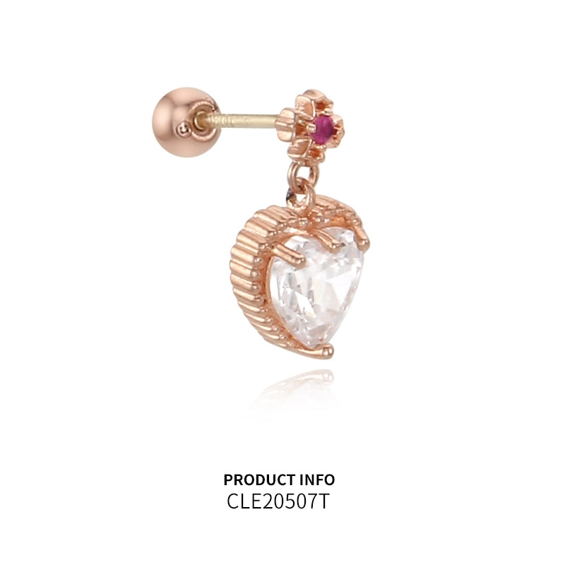 Saint Tail x Clue - Saint Crystal Heart 10K Gold Piercing