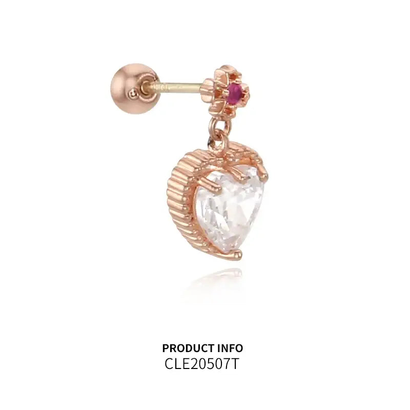 Saint Tail x Clue - Saint Crystal Heart 10K Gold Piercing - CLUE - Jewelry - Harumio