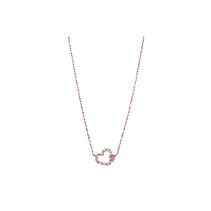 CLUE - Twin Hearts Rose Gold Necklace