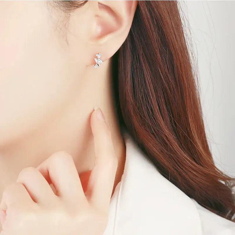 CLUE - Cutie Ribbon Cubic Silver Earrings - CLUE - Jewelry - Harumio