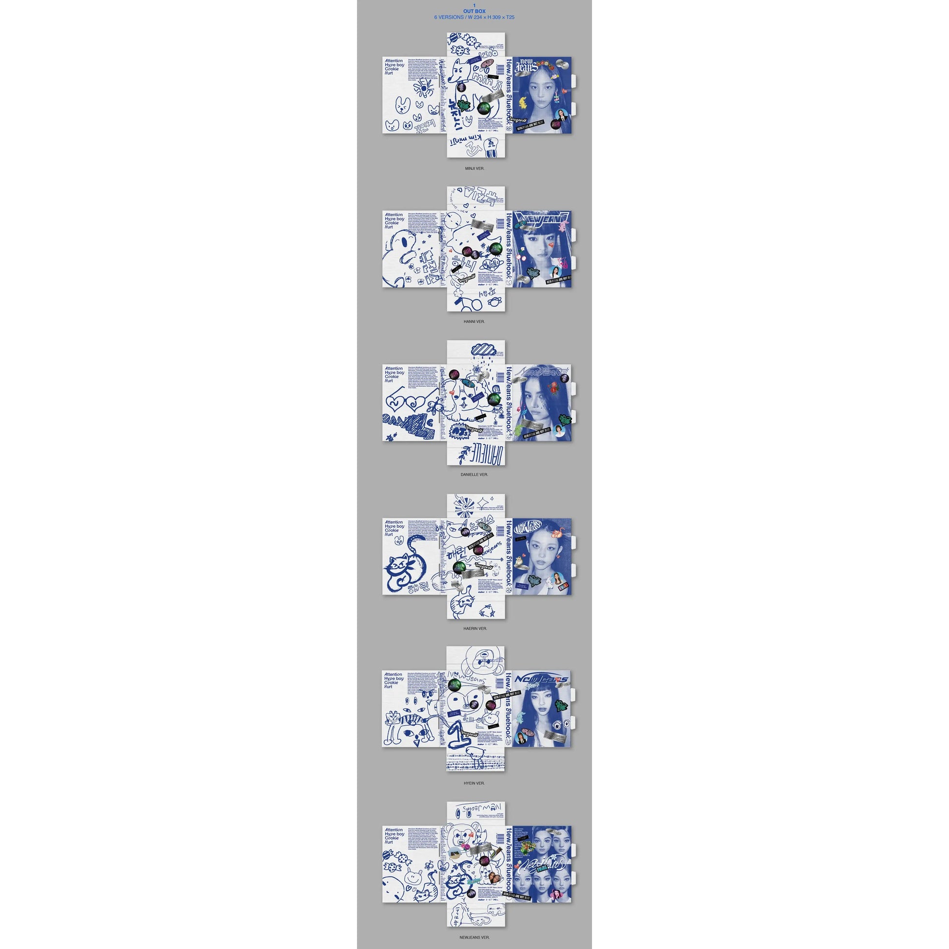NewJeans - New Jeans : 1ST EP Album (Bluebook 6 Versions Set) - NewJeans - Album - Harumio