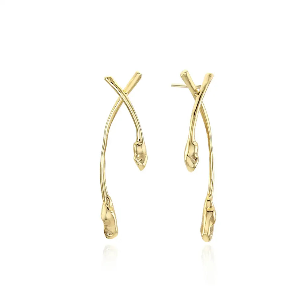 Bloom x AHNI - Ribbon Water Drop Bar Silver Earrings - Bloom x AHNI - Jewelry - Harumio