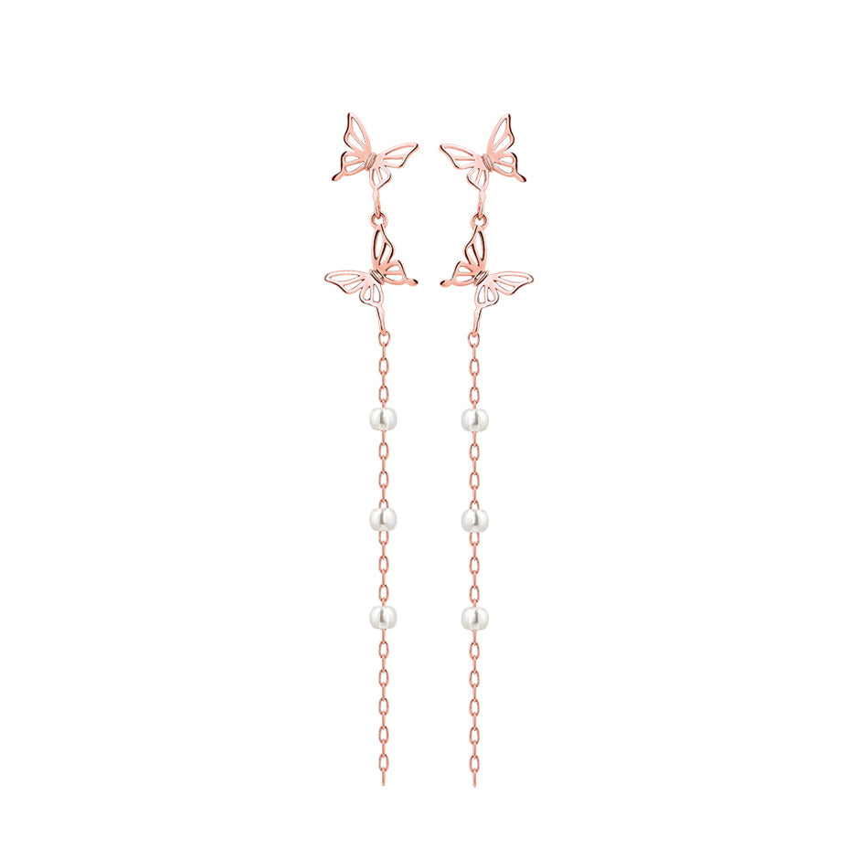 CLUE - Two-Way Butterfly Silver Drop Earrings