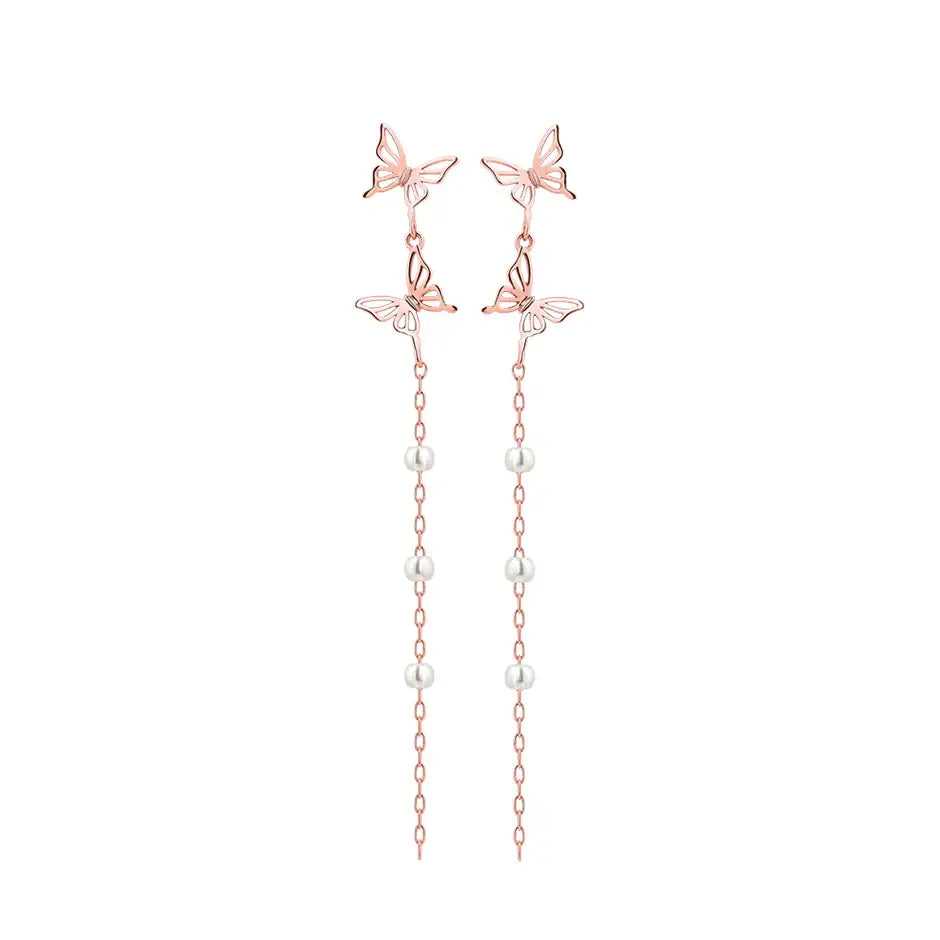 CLUE - Two-Way Butterfly Silver Drop Earrings