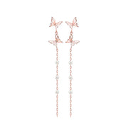 CLUE - Two-Way Butterfly Silver Drop Earrings - CLUE - Jewelry - Harumio