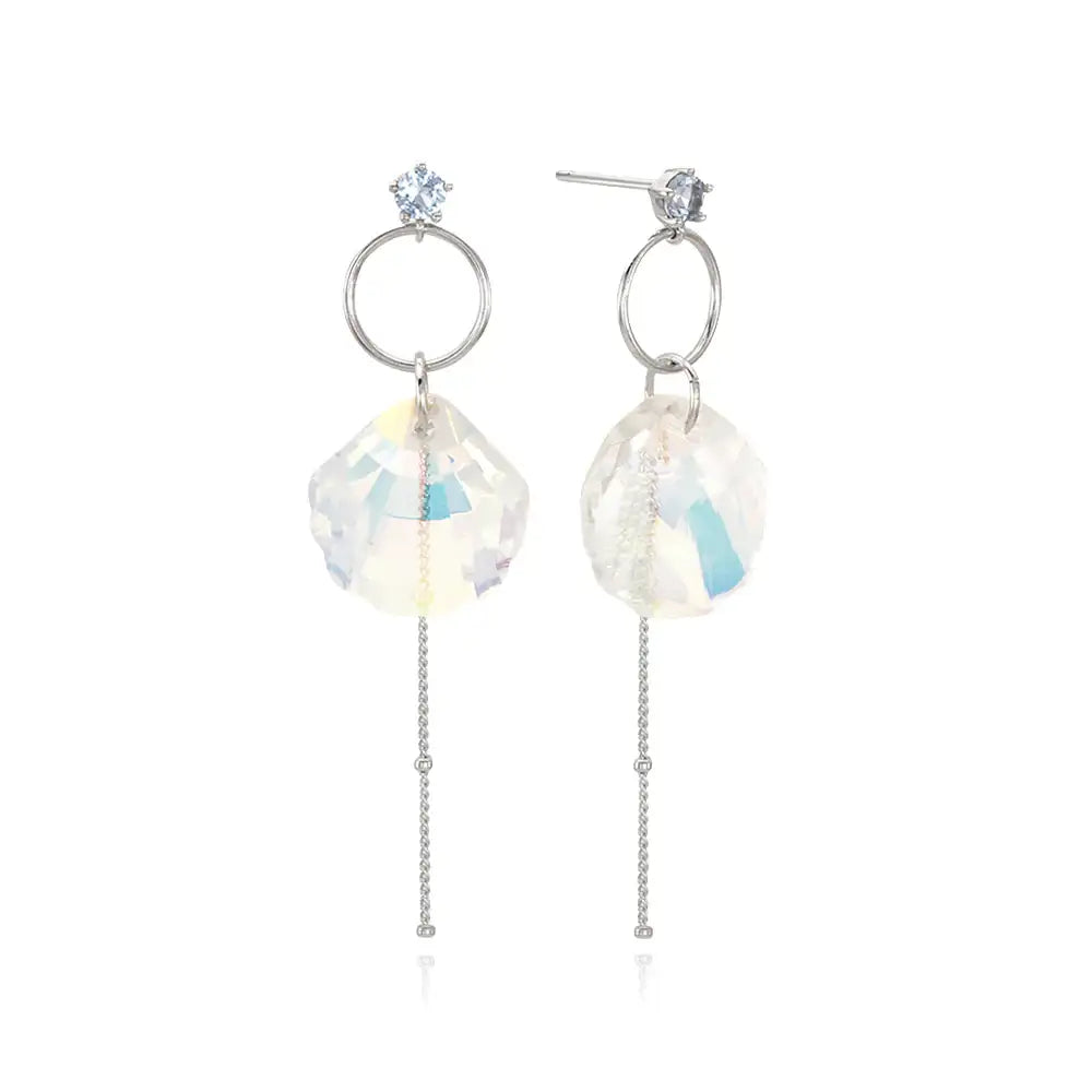 CLUE - Crystal Shell Drop Silver Earrings - CLUE - Jewelry - Harumio